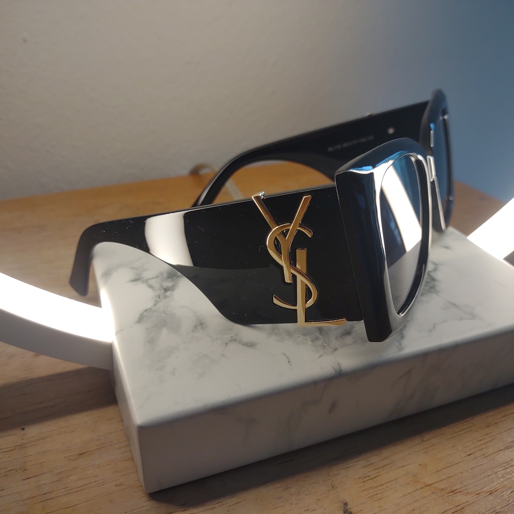 Yves Saint Laurent Black Sunglasses with Gold Logo